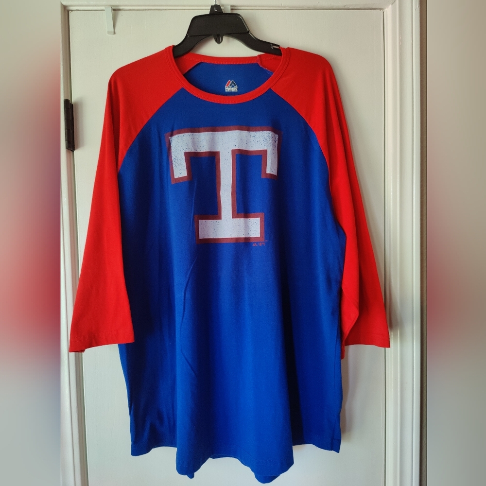 Majestic Texas Rangers 3/4 sleeve stretch T-shirt. XXL